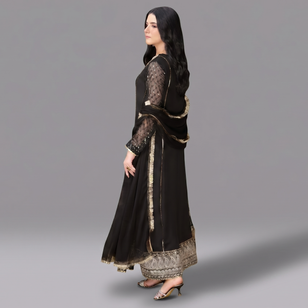 Embellished Black Anarkali Suit