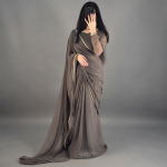 Smoky Taupe Grace Drape Saree