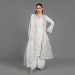 Ethereal Ivory Embroidered Ensemble with Coordinating Dupatta
