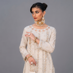 Ivory Embroidered Net Kurta with Palazzo