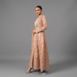 Manahil Shimmering Rose Gold 3-Piece Festive Sequin Gown Set