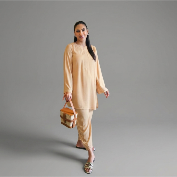 Golden-Beige Tunic & Dhoti Pant Set