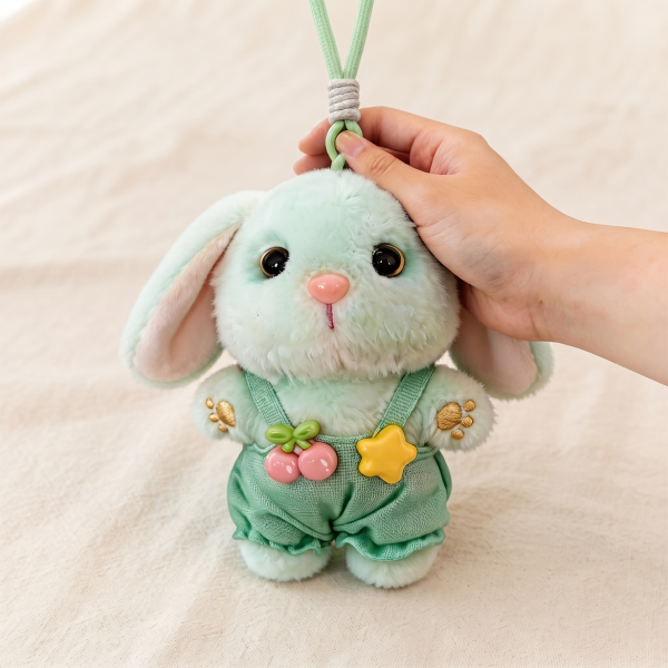 Cute Plush Toy Jelly Overalls Rabbit Doll Keychain Bag Pendant