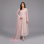 Embroidered Pastel Pink A-Line Suit