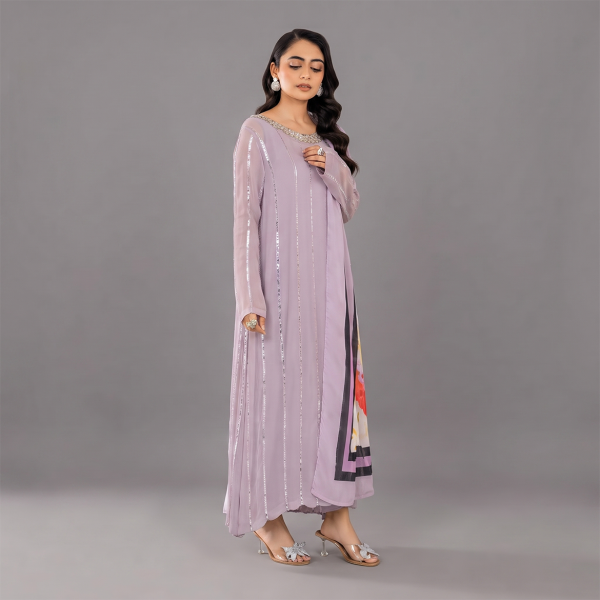 Lavender Embellished Tunic and Printed Dupatta Set