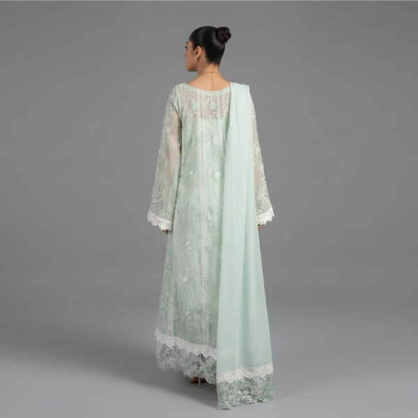 Ethereal Sea Green Embroidered A-Line Ensemble
