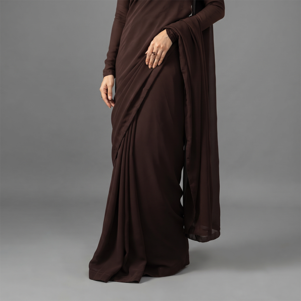 Elegant Chocolate Brown Draped Saree