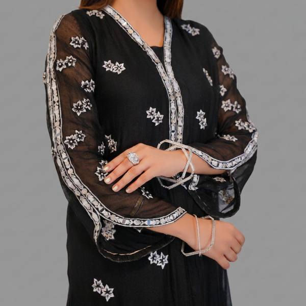 Midnight Ebony Embroidered Silk Set