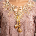 Rose Gold Embroidered Luxury Anarkali with Organza Dupatta