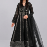 Black Minimalist Embroidered Net Co-ord Set