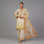 Ivory Geometric Embroidered Lawn Coordinate Set