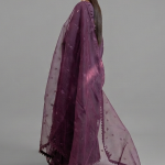 Grape Purple Embellished Kurta with Matching Wide-Leg Trousers