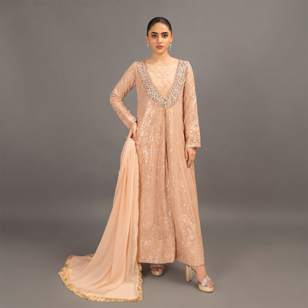 Peach Lumière Embellished 3-Piece Formal Suit