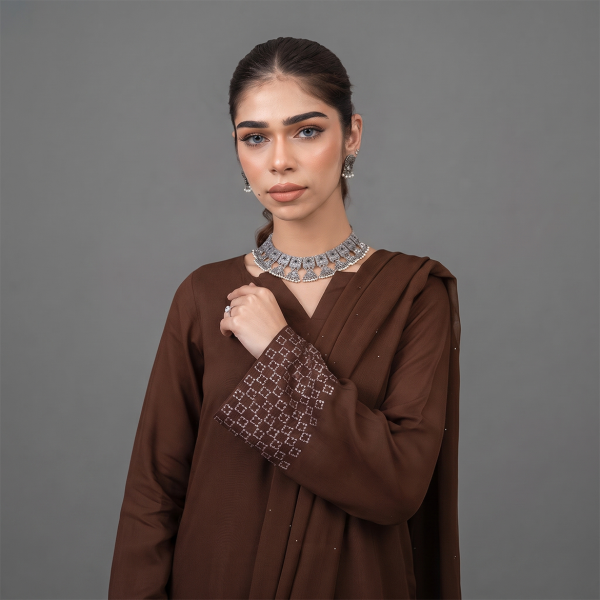 Sophisticated Chocolate Brown Raw Silk Suit