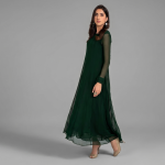 Emerald Green Solid Georgette Maxi Dress
