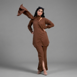Chic Chocolate Brown Co-ord Set with Scarf