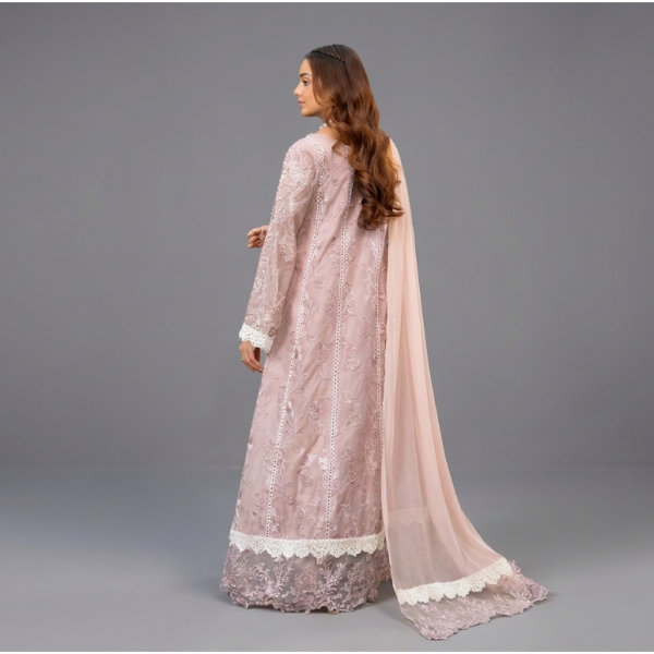 Mauve Embroidered A-Line Ensemble