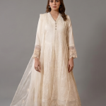 Off-White Embroidered A-Line Kurta with Matching Trouser