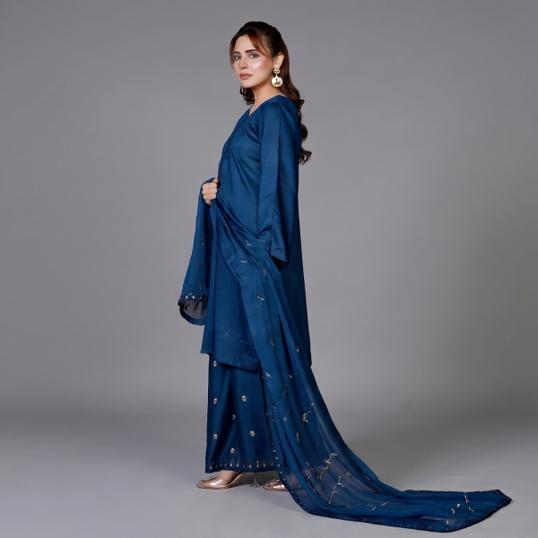 Midnight Blue Silk Co-ord Set