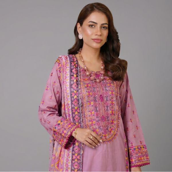 Mauve Geometric Embroidered Coordinate Set