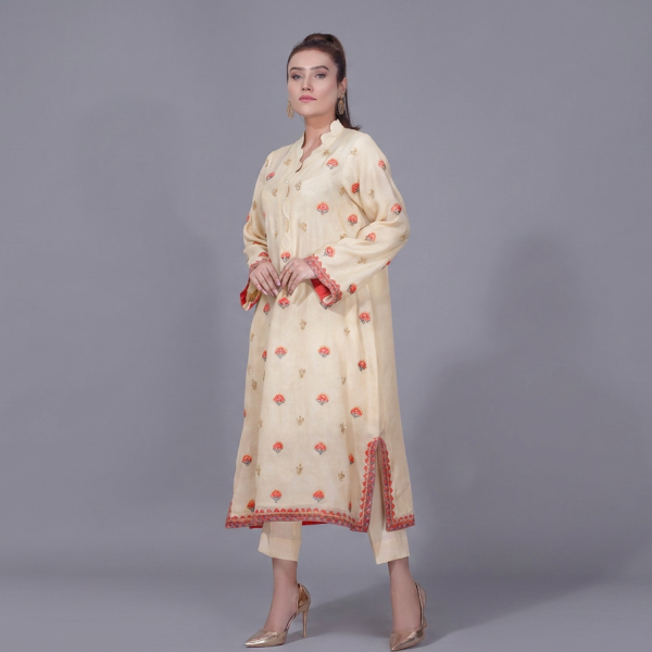 Seafoam Serenity Embroidered Silk Set