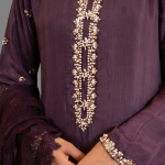 Grape Purple Embellished Kurta with Matching Wide-Leg Trousers