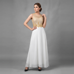 Ivory Gold Elegance Embellished Maxi Suit