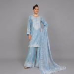 Sky Blue Monochromatic Embroidered Lawn Coordinate Set