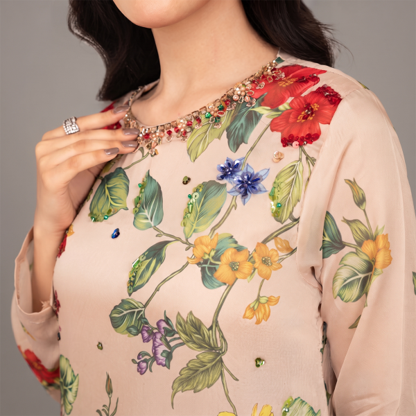Floral Embroidered Tunic and Dupatta Set
