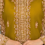 Olive Green Embellished Kurta with Matching Wide-Leg Trousers