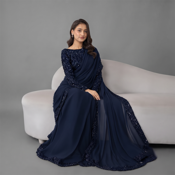 Midnight Stardust Sequin Saree