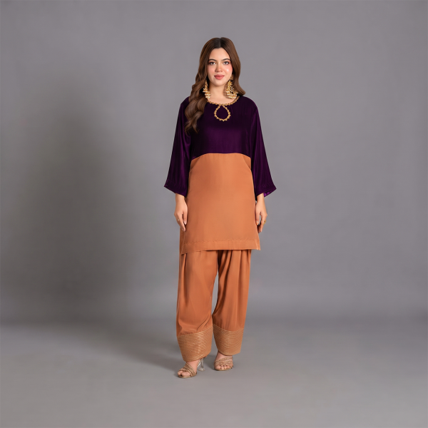 Royal Plum Colorblock Co-Ord Set