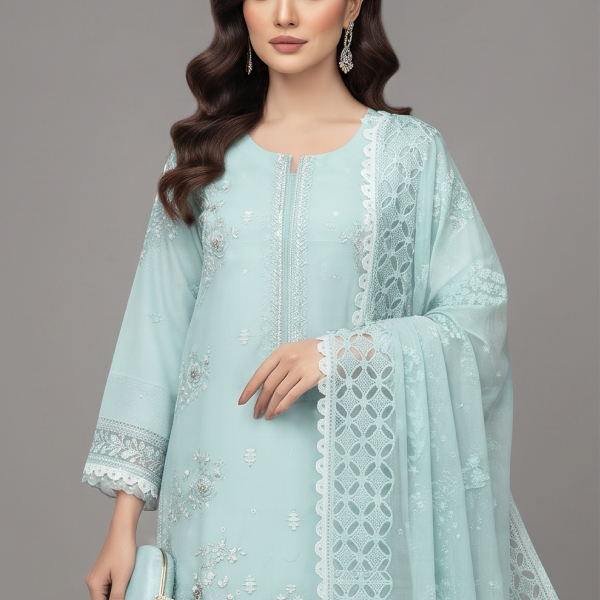 Celestial Aqua Embroidered Luxury 3-Piece Suit