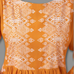 Vibrant Mustard Yellow Anarkali Tunic with Intricate White Prints