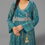 Embellished Teal Angrakha Set