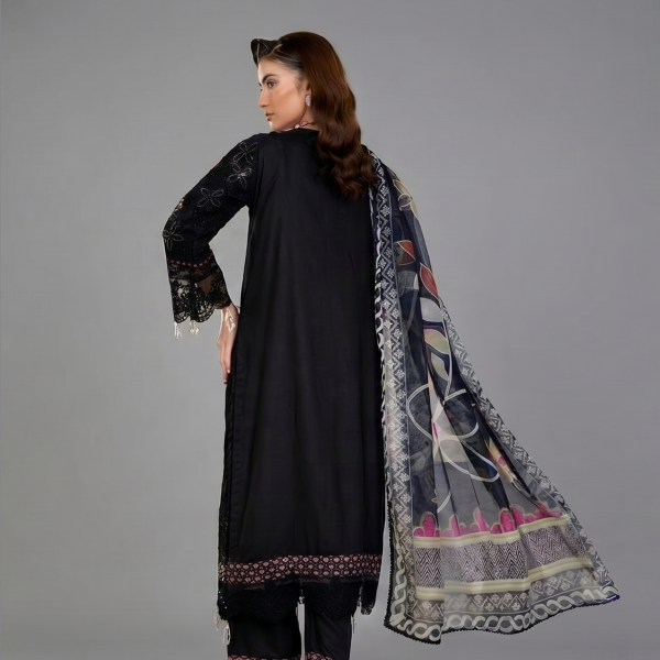 Black Floral Embroidered Lawn Coordinate Set