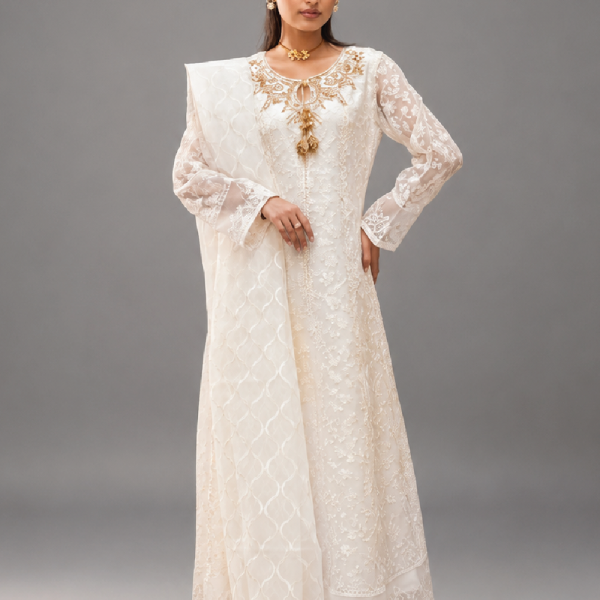 Off-White Luxe Embroidered Formal Suit