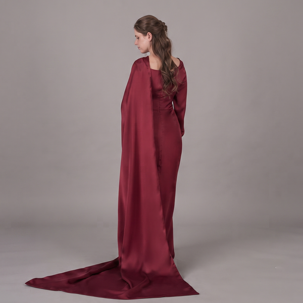 Regal Burgundy Satin Draped Saree