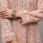 Baby Pink Embroidered Anarkali with Chiffon Dupatta