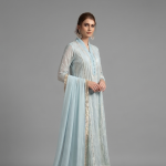 Elegant Powder Blue Embellished Anarkali Suit Set