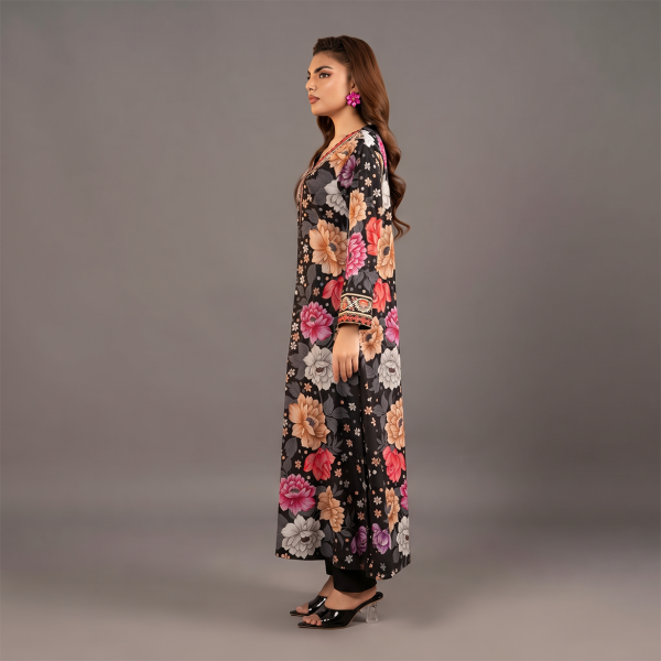 Floral Print V-Neck Kaftan Dress