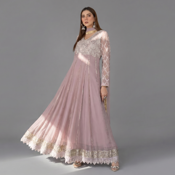 Embellished Mauve Anarkali Maxi Set