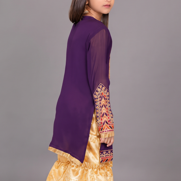 Royal Amethyst Embroidered Gharara Set for Girls