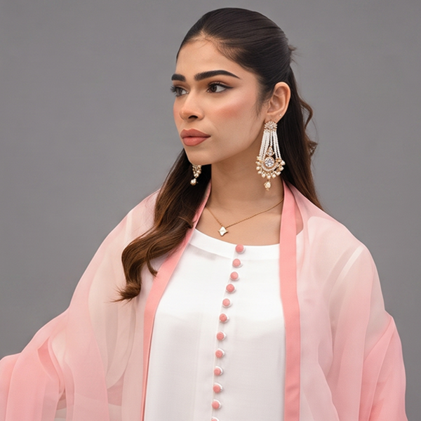 Ethereal Ombré White and Pink Ensemble Suit