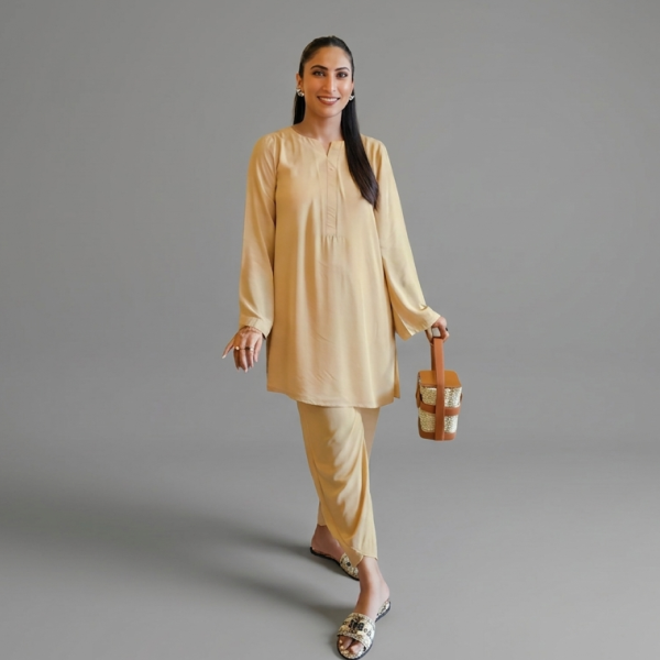 Golden-Beige Tunic & Dhoti Pant Set