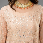 Embellished Peach Anarkali Set