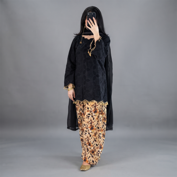 Black & Gold Floral Elegance Suit