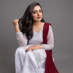 Ivory Grace with Ruby Chiffon Suit