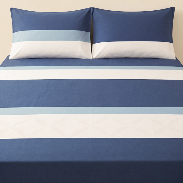 Ocean Cotton Double Bedsheet With Pillow Set
