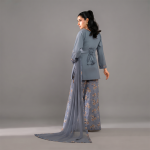 Slate Grey Floral Printed Palazzo Suit
